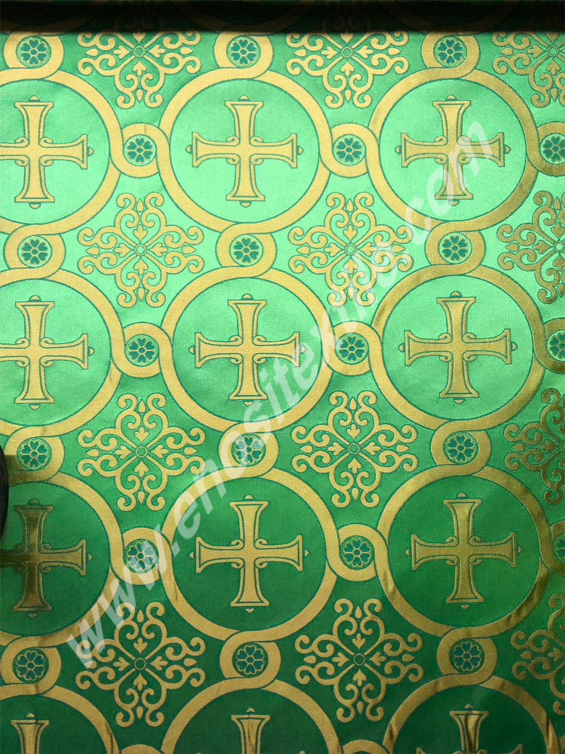 KL-039 Green-Gold Brocade Fabrics